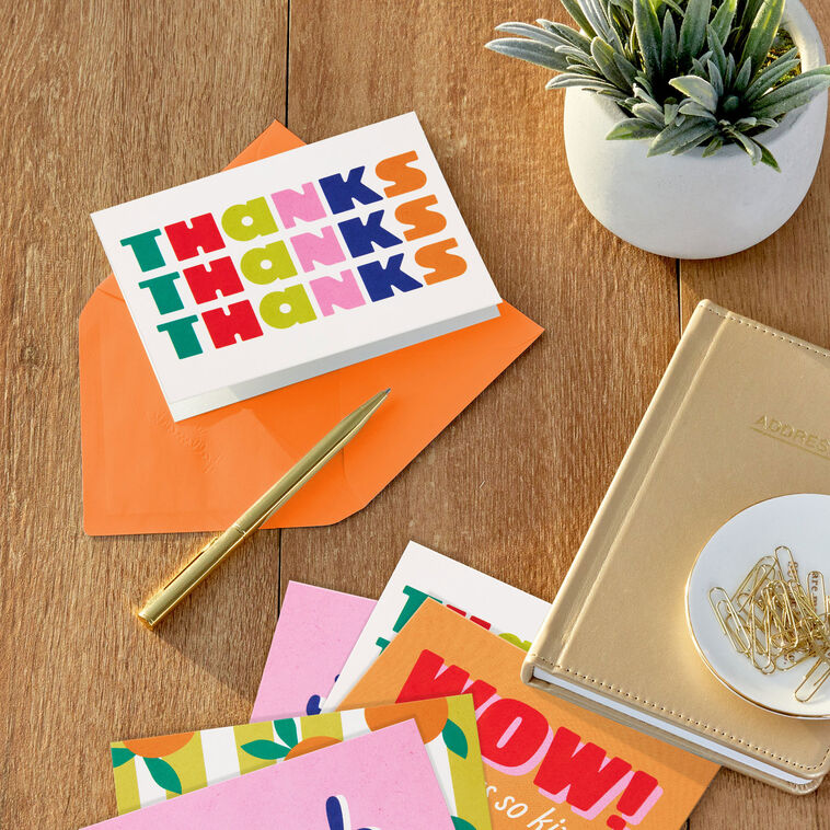 Assorted Blank Thank-You Cards in Peach-Pink Tones