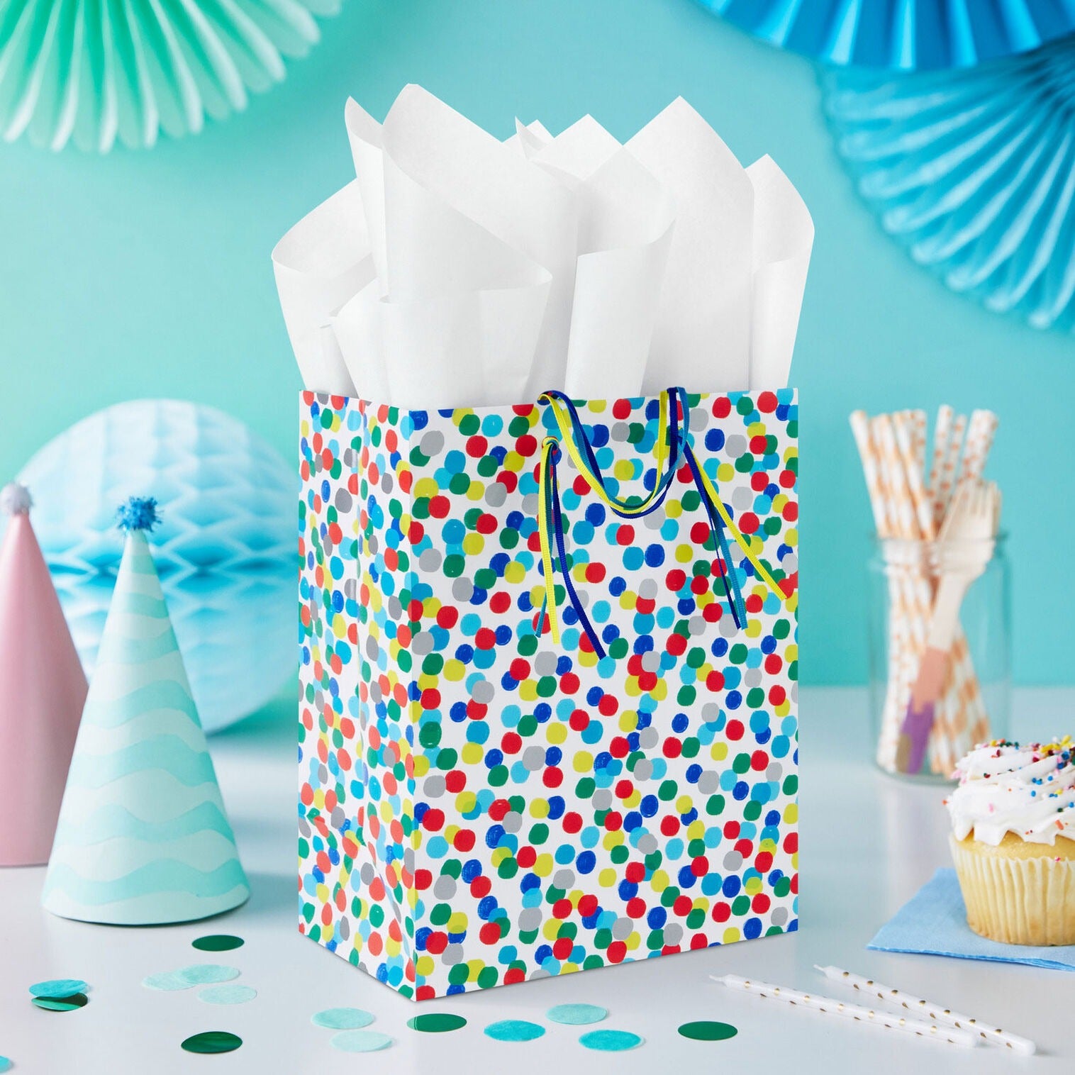 Colorful Dots on White Medium Gift Bag