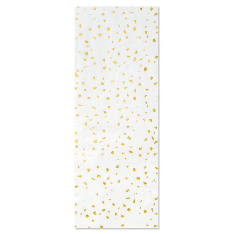 Gold Foil Flecks on White Tissue Paper