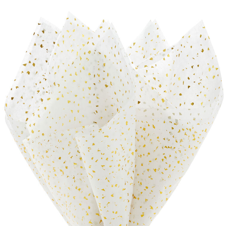 Gold Foil Flecks on White Tissue Paper